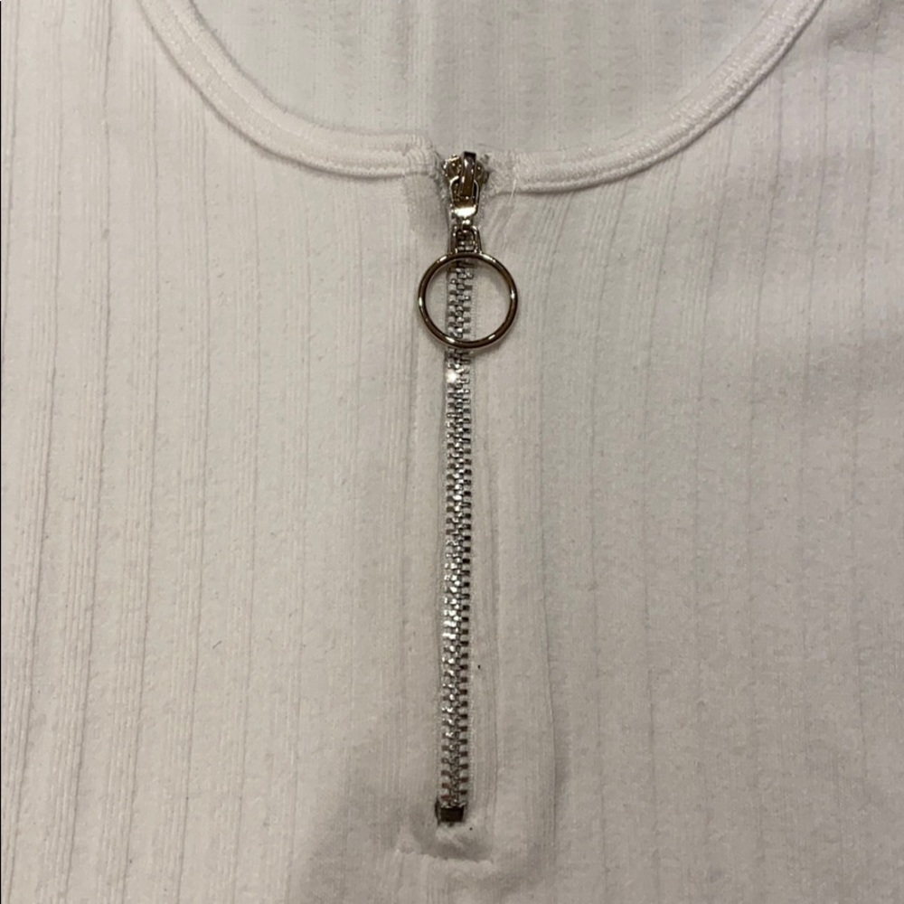 White Ribbed Crop Top - Picture 2 of 5